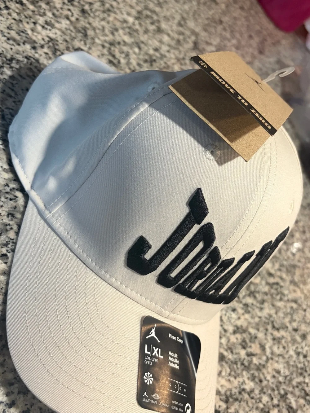 Jordan White Hat with Black Embroidered Logo
